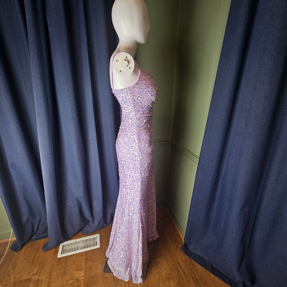 New Asymmetrical Spaghetti Straps Split Thigh Seq… - image 7